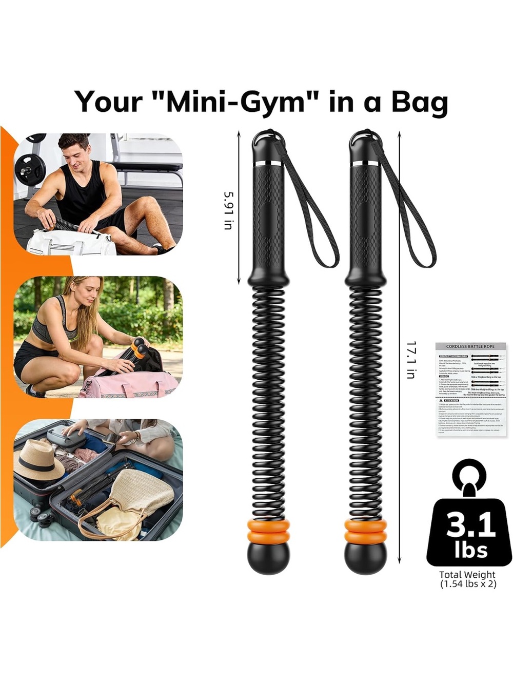 Weighted Ropeless Battle Ropes-Black - Picture 2 of 7